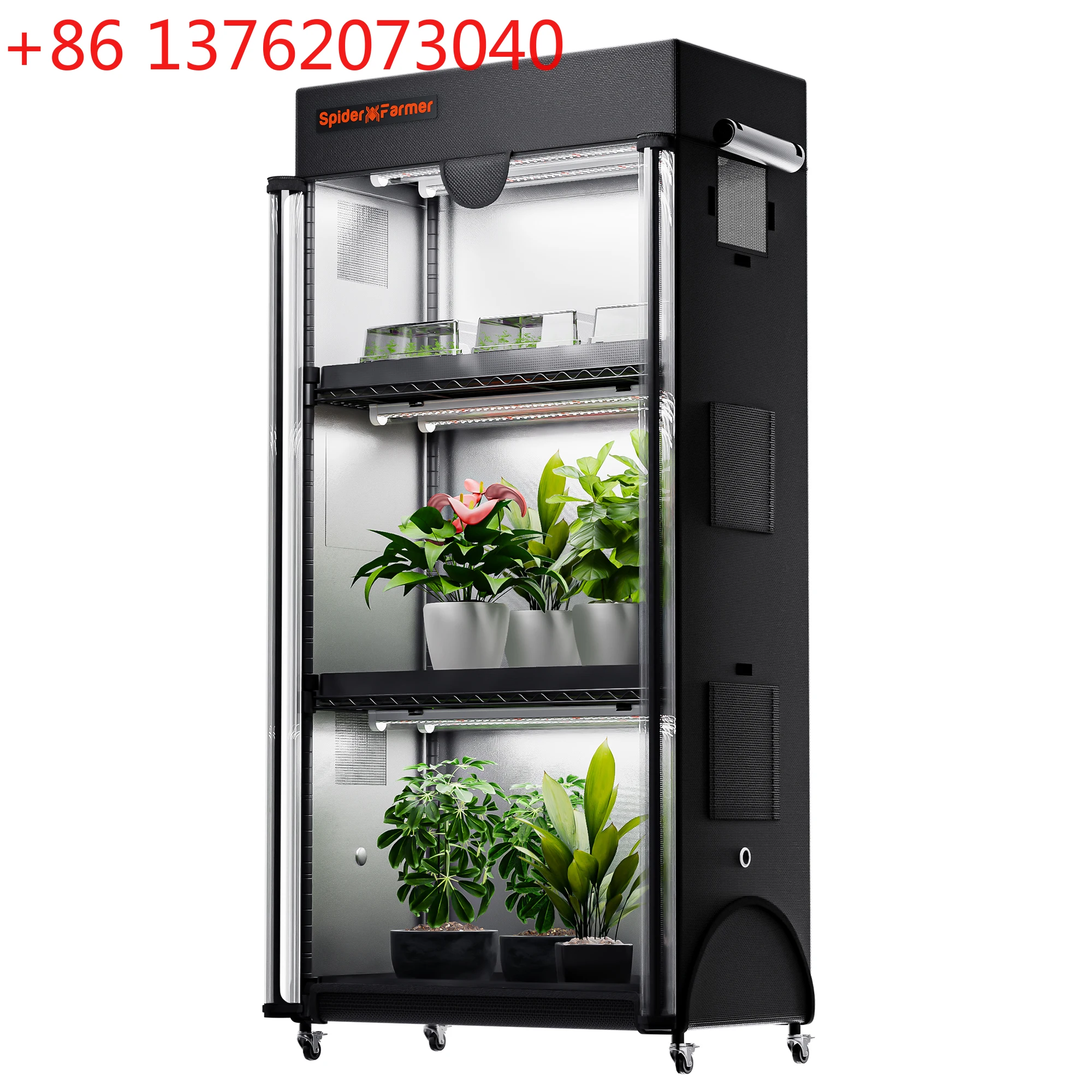 

Grow Kits 4 Tier Plant Stand With Grow Lights 108W Plant Shelf with Tent for Indoor Plant and Greenhouse spider farmer