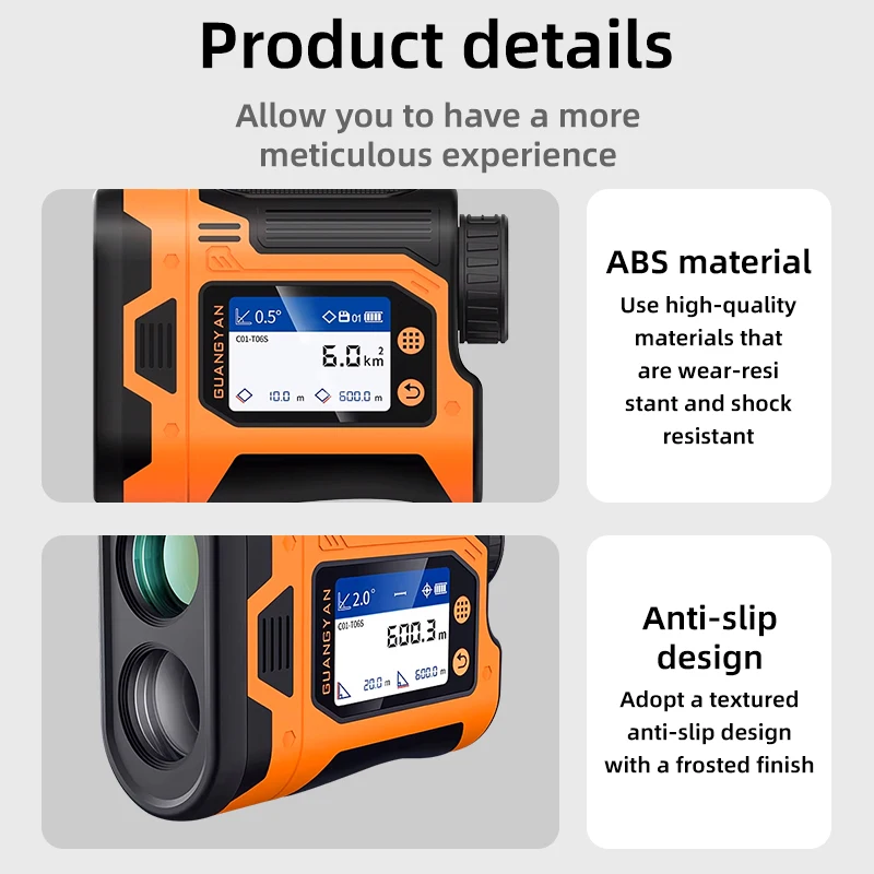 جهاز قياس المسافة بالليزر صغير 6X تكبير مقياس الليزر مسح البناء جهاز تحديد المدى بالليزر 600 YDS لصيد الجولف والرياضات الخارجية