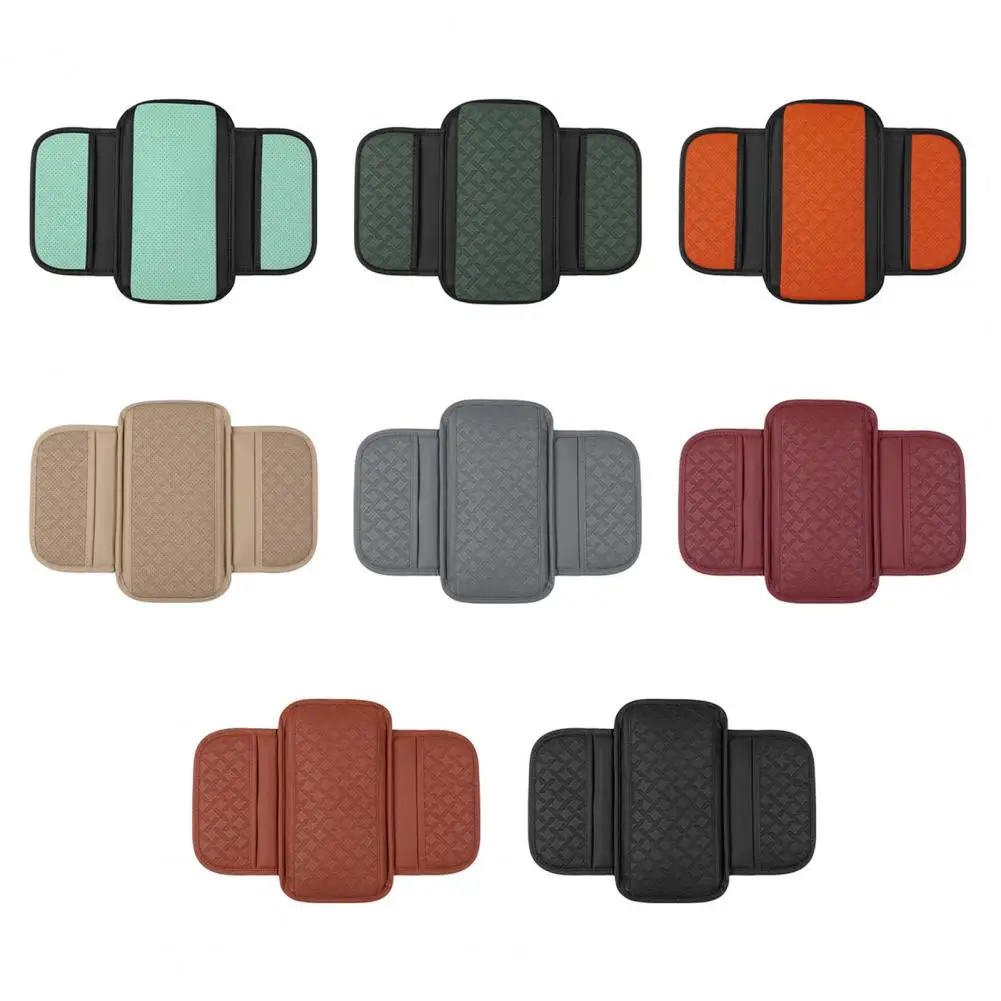 Car Center Console Cover with Storage Bag Wear Resistant Fine Stitching Easy to Install Universal Car Armrest Cover Cushion