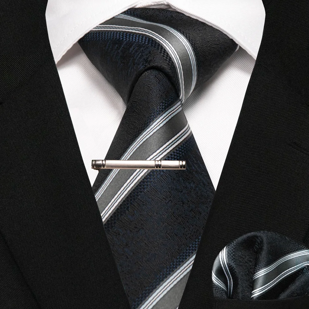 Grün Schwarz Plaid Streifen Krawatte für Männer Mode Seide Hochzeit Krawatte Einstecktuch Manschettenknopf Set Geschenk Herren Krawatte Business Party Zubehör – Detail 27
