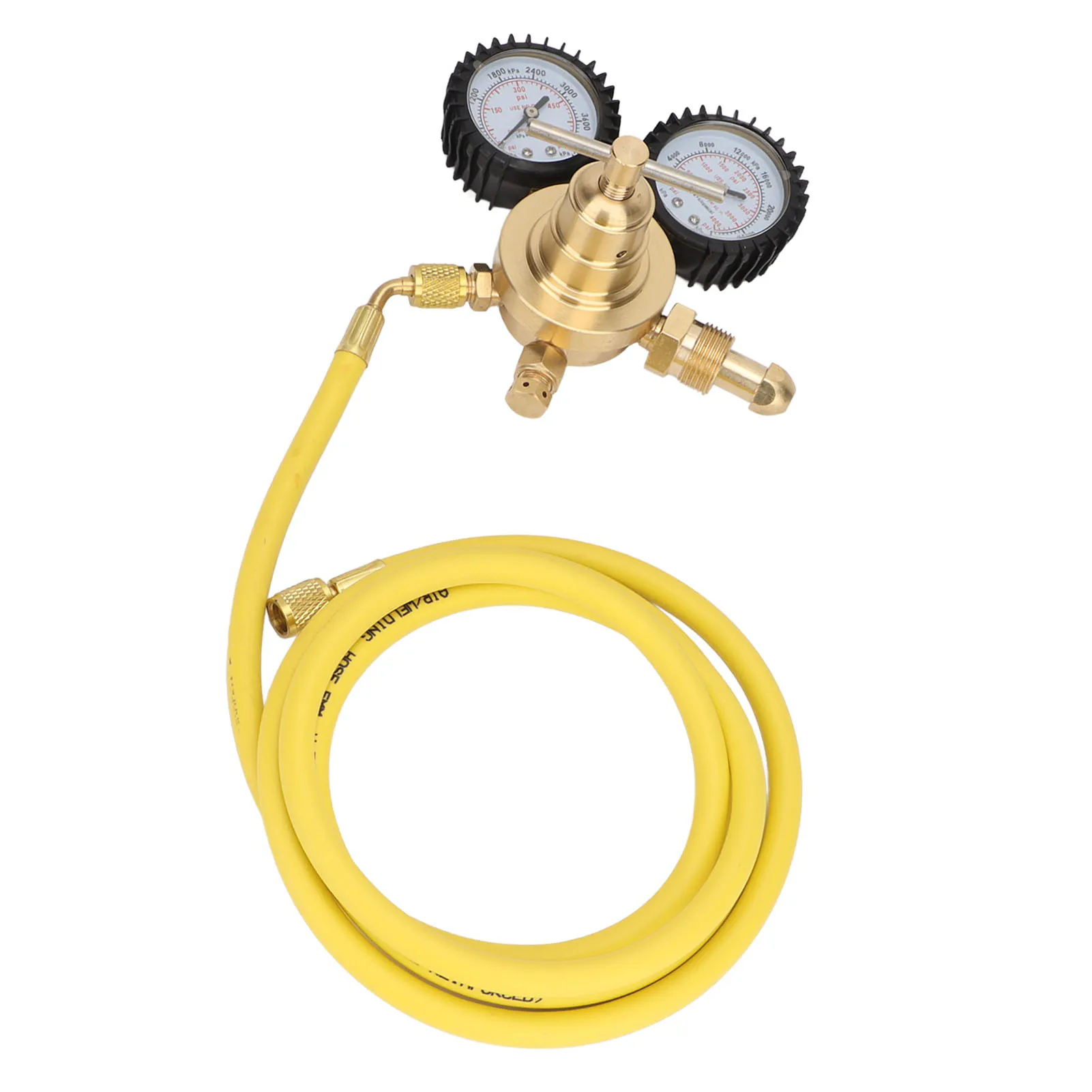 Nitrogen Pressure Gauge Regulator Test Kit Brass Inlet Outlet Connection with 200cm Hose