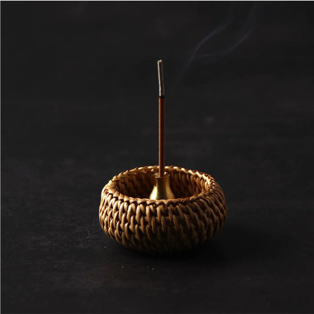 

Functional Incense Burner Plate Handmade Rattan Design Minimalist Decor Ash Catcher for Stress Relief and Air Purifying