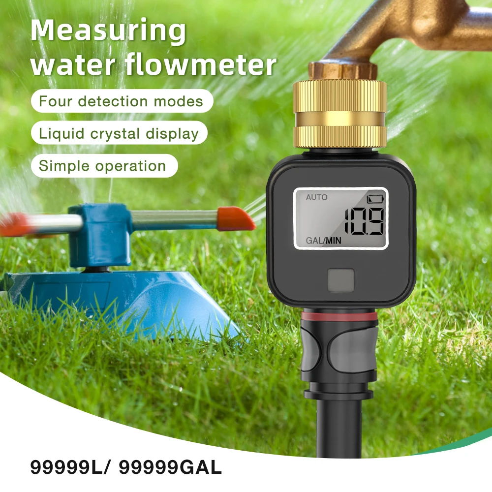 

Расходомер воды с ЖК-дисплеем и латунной металлической резьбой, устройство для полива сада, разбрызгиватель для орошения, измерение потребления воды