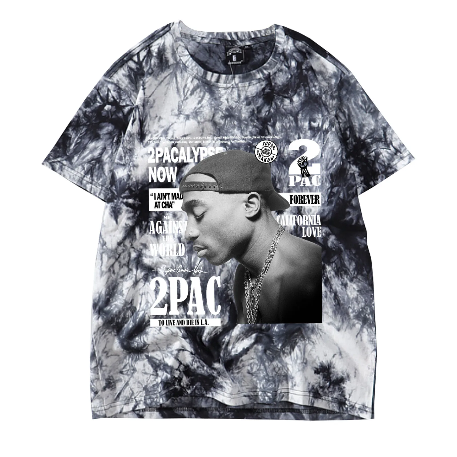 Tupac Shakur 2pacalypse Now Tie Dye Shirts Tupac Shakur Merch Men Round Neck Short Sleeve Tee