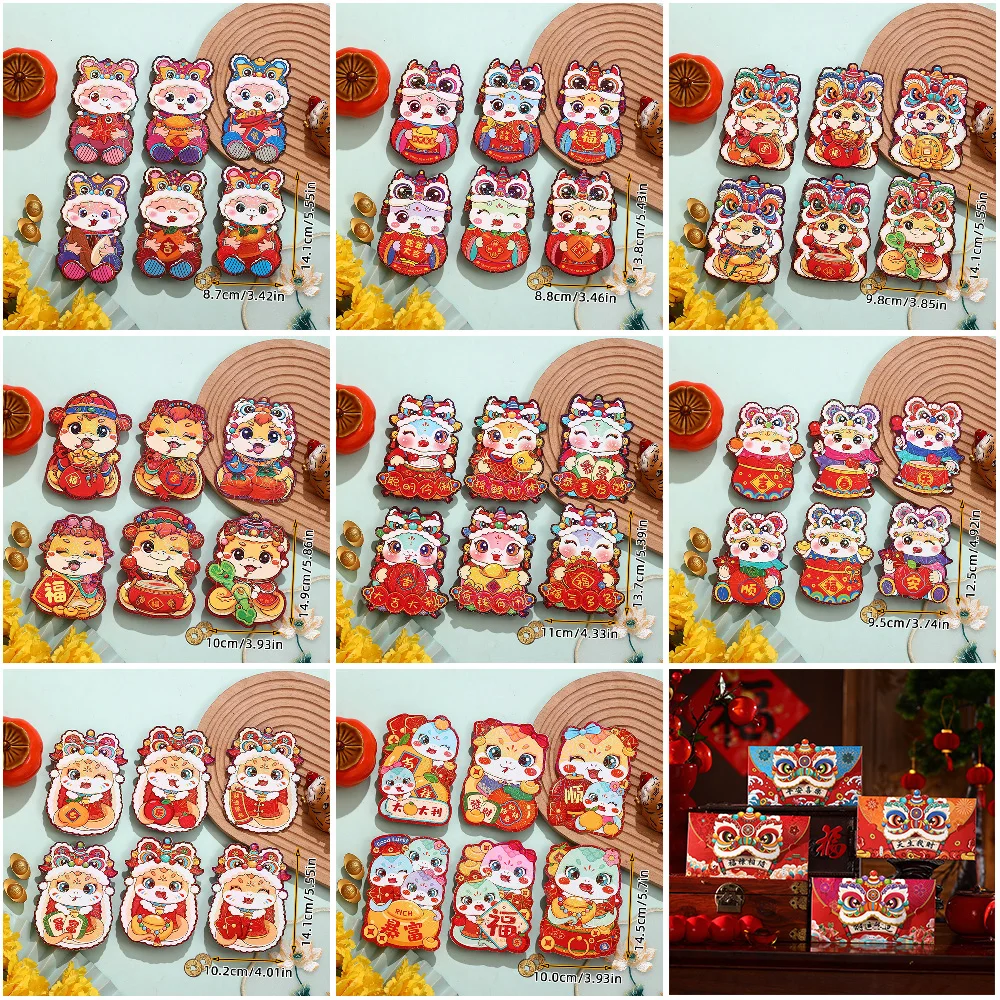 12/24 Pcs 2025 Year of the Snake Cartoon Red Envelopes Cute New Year Spring Festival Red Packet Wrap New Year's Red Hongbao