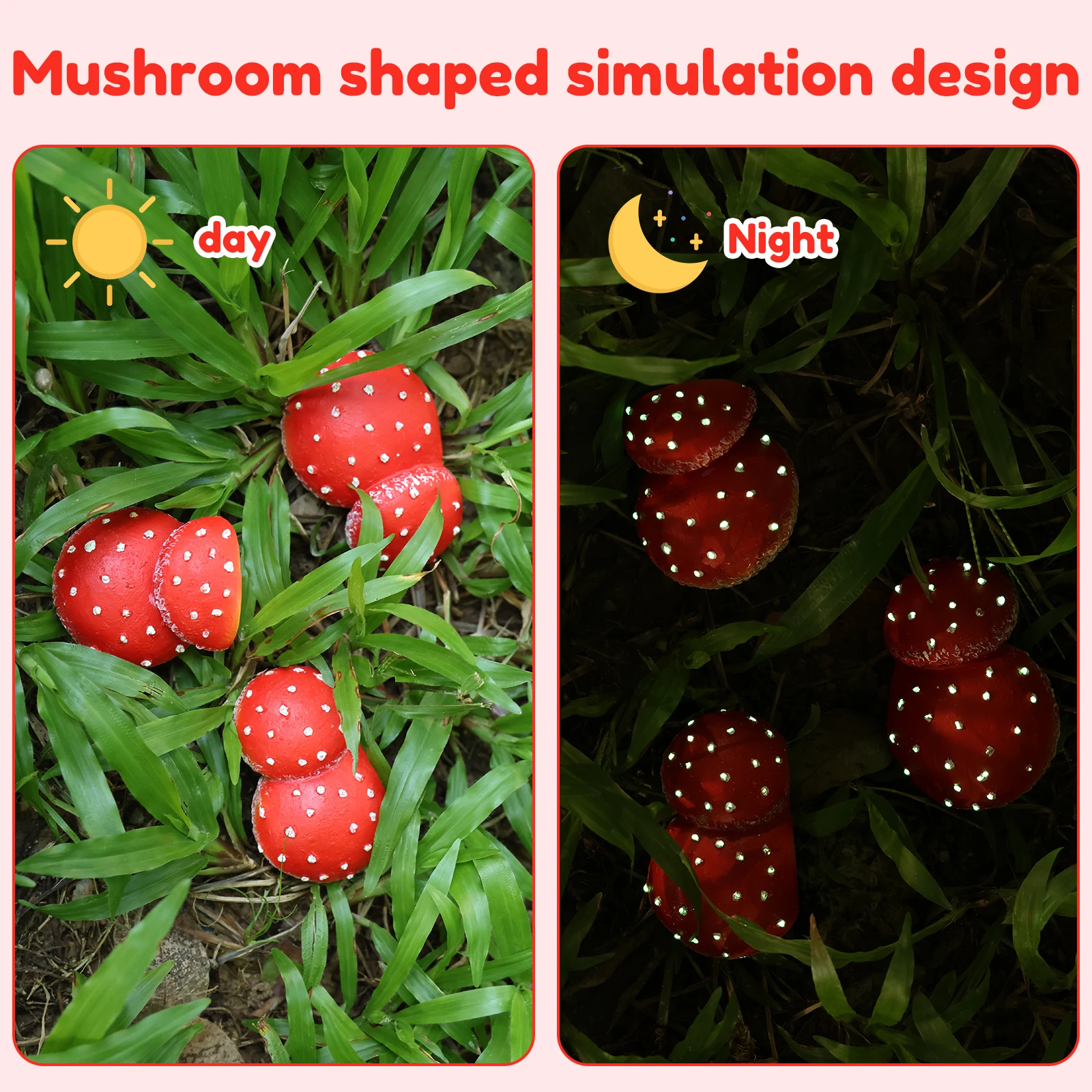 3Pcs Simulation Mushroom Tree Decors for Fairy Garden Mini Glow in the Dark Mushroom Statues Easy to Install Resin Mushroom