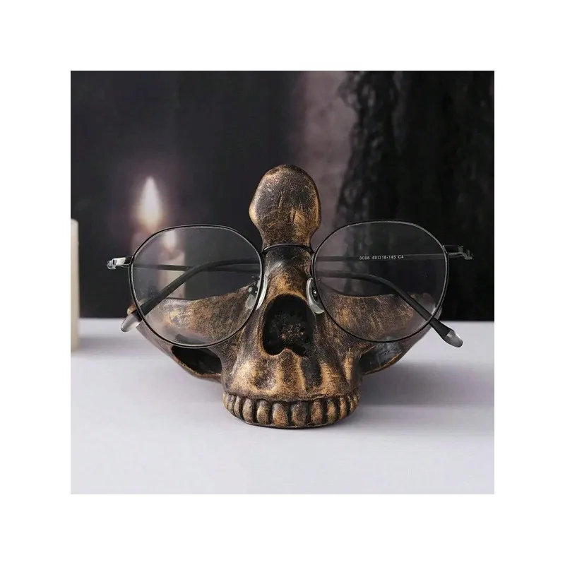 Resin Antique Bronze Eyeglasses Holder Tray Suitable Desk Decoration Home Key Storage Decoration Items Skull Eyeglasses Holder