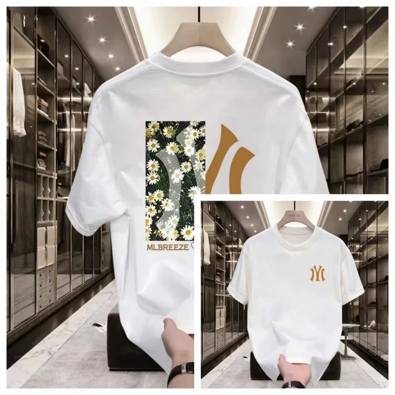 Nouveau T-shirt homme en pur coton à manches courtes, col rond ample, haut de gamme Printemps/Été 2026