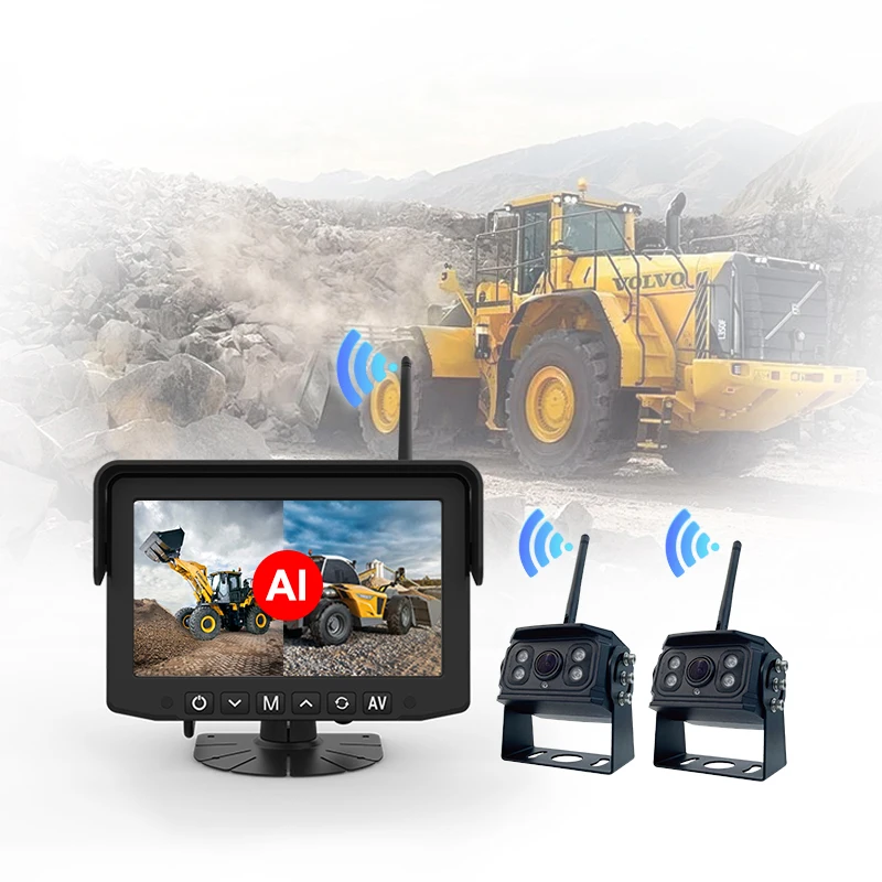 

MCY 12V 24V 7Inch 720P AHD 2.4GHZ Wireless Bus Truck Camera System With 2 Channel Rearview Wireless Camera