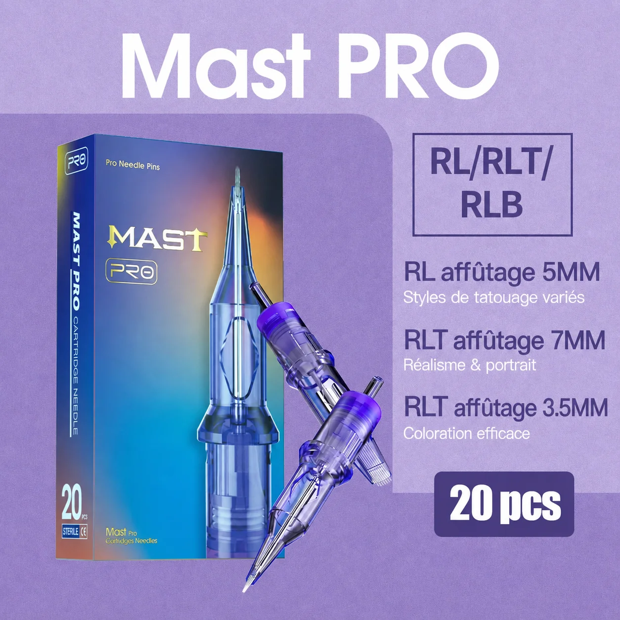 Mast Pro Aiguilles à cartouche de tatouage PMU, 1RL, 3RL haute précision, destinées au tatouage, maquillage permanent, micropigmentation, eye-liner, l