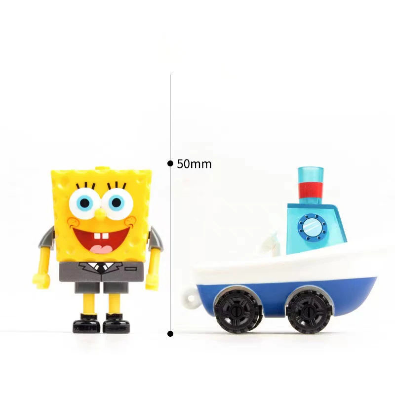 4 stücke SpongeBob Schwammkopf Transport Kombination Serie Zusammengesetzte Bausteine Puppen Ornamente kinder Geschenk Spielzeug