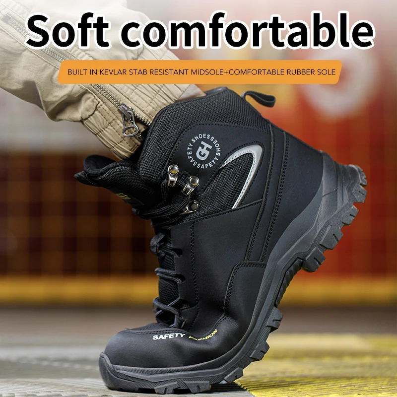 Steel Toe Kevlar-Midsole Anti-puncture Work Boots Hiker Non Slip Indestructible Sneaker Anti-puncture Protection Safety Shoes