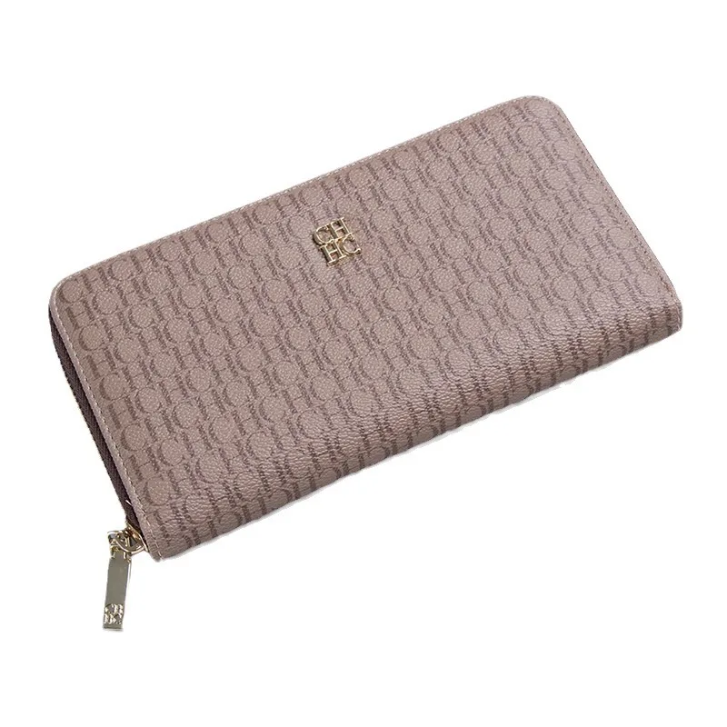 محفظة نسائية منقوشة بحروف واحدة - حامل بطاقات حجب RFID من الجلد النباتي الفاخر، محفظة عملات معدنية بسحاب مع مقصورات متعددة