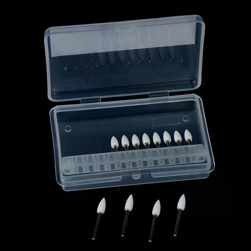 12pc / Set Dental White Polishing Stones Flame Cone shape burs Arkansas Stone view 3