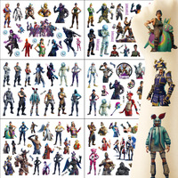 6pcs Fortnites Temporary Face Body Sticker Set for Kids Water Transfer Fortress Night Skin Paint Sticker Halloween Party Decor