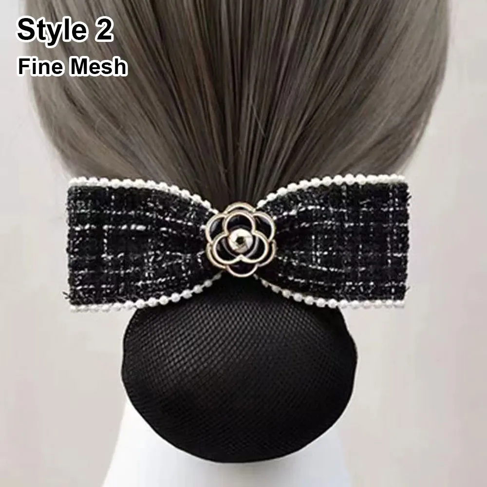 

1Pcs New Bun Snood Mesh Flower Bowknot Fine/Loose Mesh Professional Hair Clip Hair Accessories For Lady Women