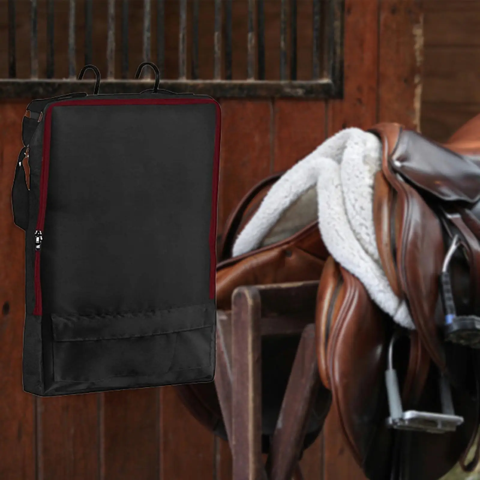 Convenient Horse Equipment Storage Bag Oxford Cloth Bridle Halter Organizer 3 Prong Sturdy Tack Rack Carry Pouch for Equestrian