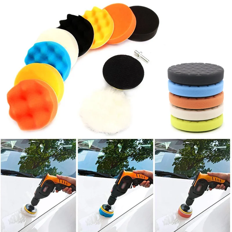 

3 Inch Car Polishing Pad Sponge Car Polisher Waxing Pads Wool Wheel Buffing Kit for Car Polisher Drill Adapter Removes Scratches