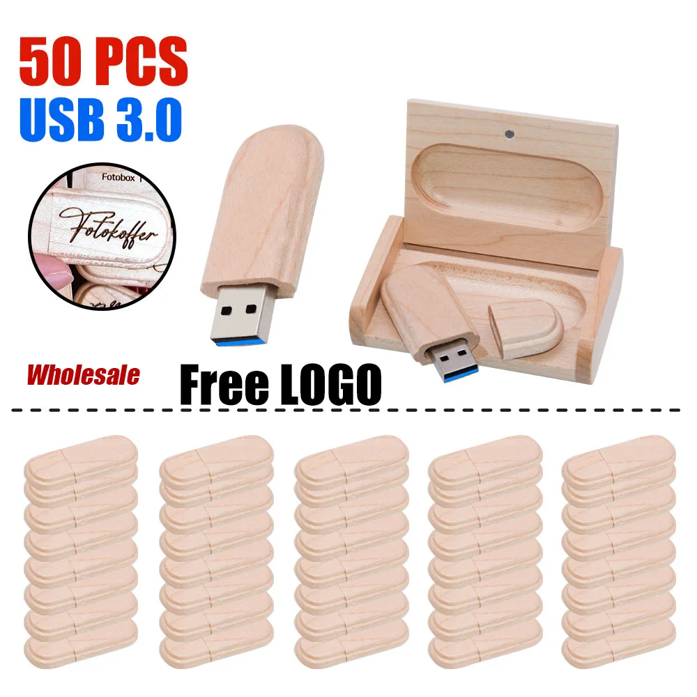 50 ชิ้น lot ฟรีโลโก้ USB 3.0 แฟลชไดรฟ์ 128 กรัม 64 กิกะไบต์ไม้เมเปิลกล่อง Memory Stick 32 กิกะไบต์ 16 กิกะไบต์พลิกกล่องรูปไข่ขนาดเล็ก love งานแต่งงานของขวัญ