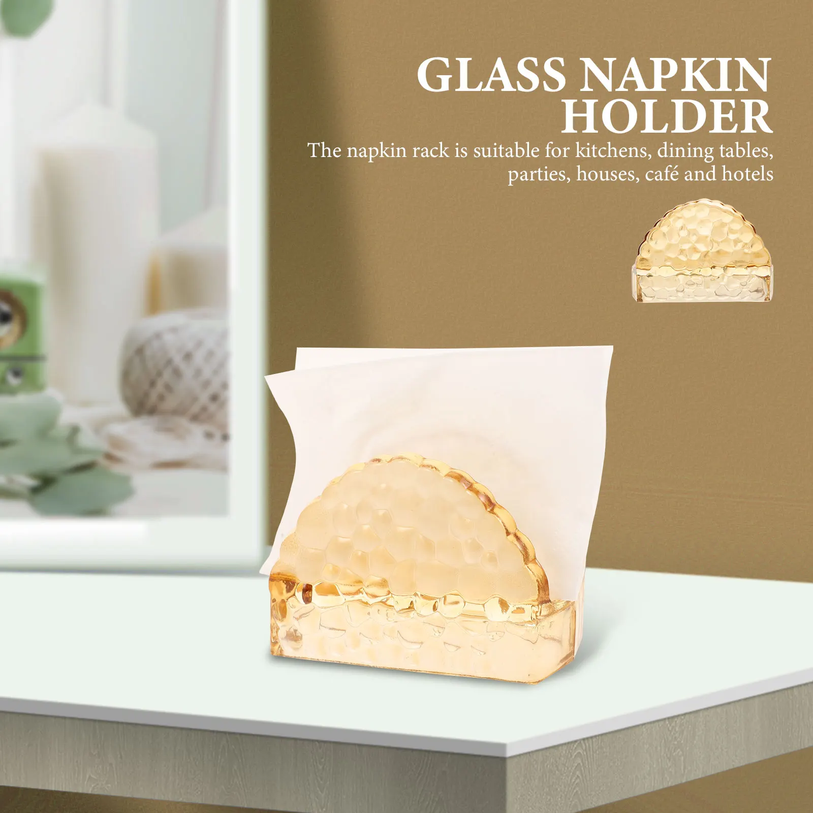 

Water Cube Napkin Holder Clear Glass Desktop Dispenser Stylish Storage Tissue Paper Rack Kitchen Dining Party House