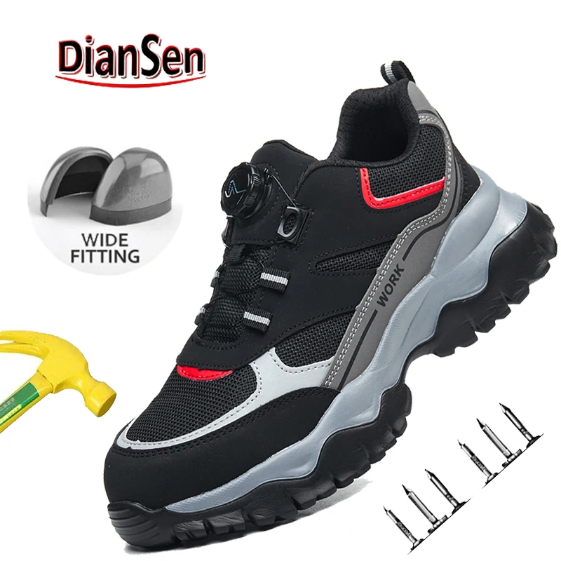 

Work Shoes for Men Steel Toe Anti-smash Anti-Puncture Safety Shoes Lightweight Breathable Sneakers Mens Hiking Boots