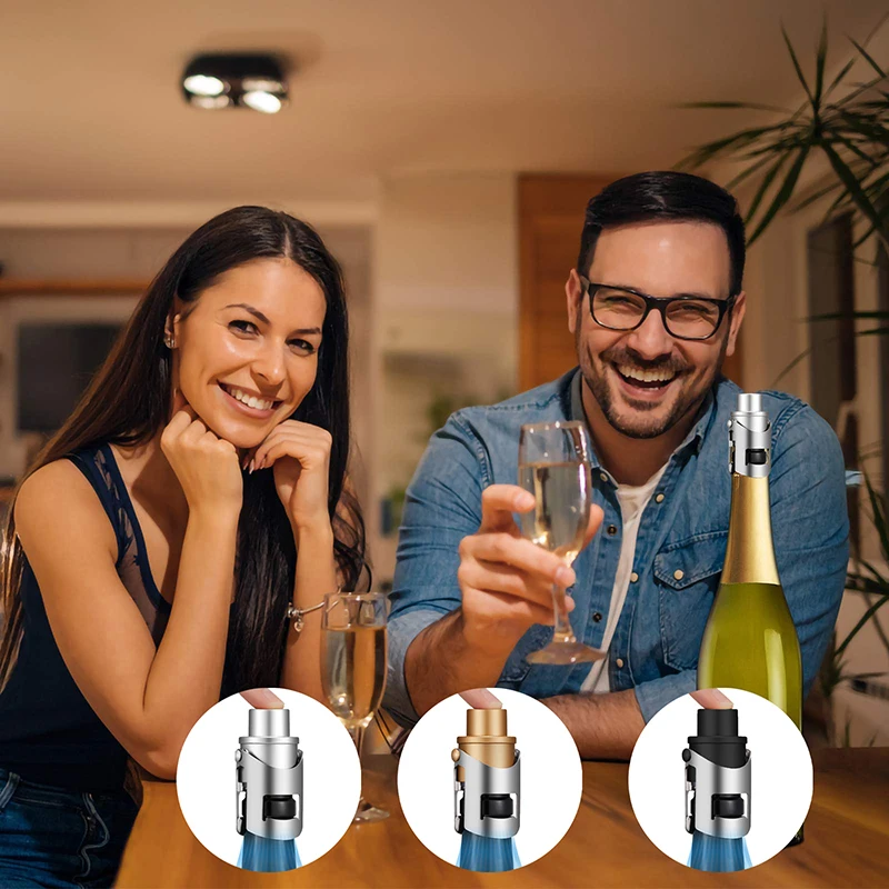 Champagne Stoppers Wine Saver, Sparkling Wine Vaccum Stoppers With Built-in Pump For Champagne