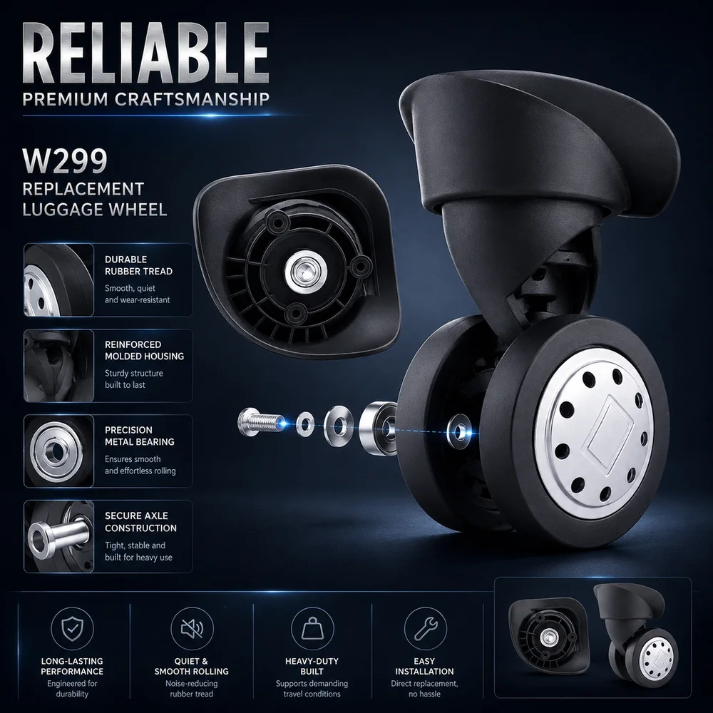 Universal Luggage Wheels For Samsonite Hongsheng A-61 360° Swivel Caster Smooth Rolling Replacement Suitcase Roller Parts