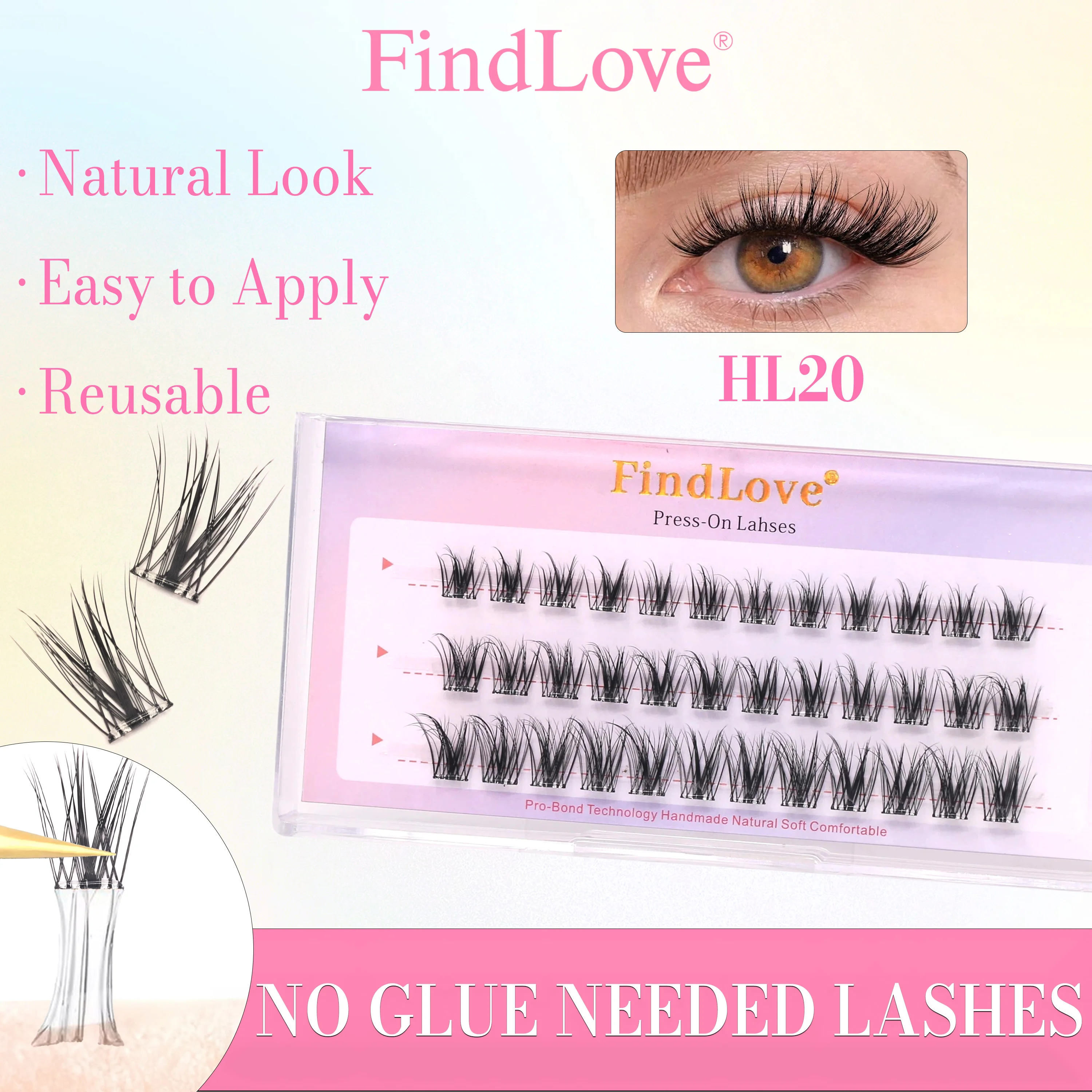 3Rows Mixed Upper Lashes Lower Lashes Friendly Beginner No Glue Need DIY Self Adhesive Eyelashes Extension Reusable 2-3times