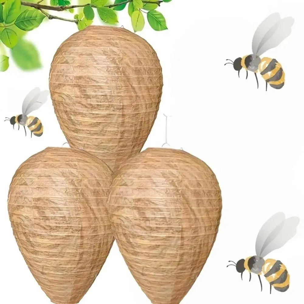 Insect Repellent Waterproof Wasp Nest Decoy Eco-Friendly Reusable Fake Wasp Nest Paper Non-Toxic Beehive Lantern Porch