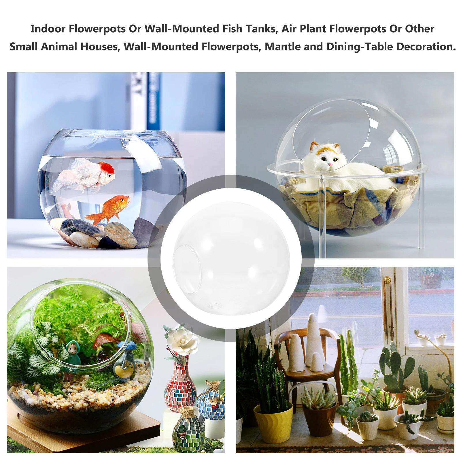 

Wall Hanging Planter Creative Wall-mounted Fish Tank Glass Bowl Vase Flower Bowls