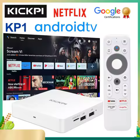 Amlogic S905Y4 Media Player KICKPI KP1 Google Netflix TV Box Android 12 4K Set Top Box Android 12.0 2G32G AV1 2.4G&amp;5G Wifi BT5.0
