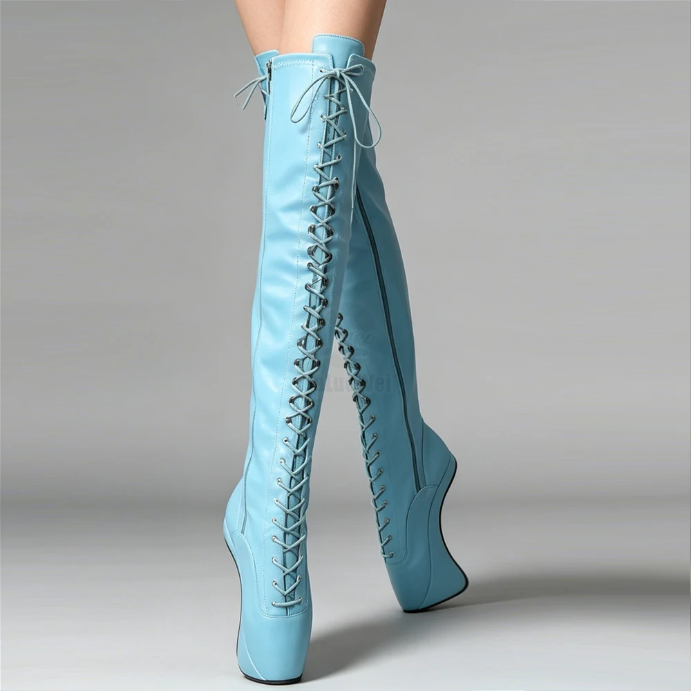 

18CM Hoof Heel Ballet Shoes Thigh High Boots Unisex Size 36-46