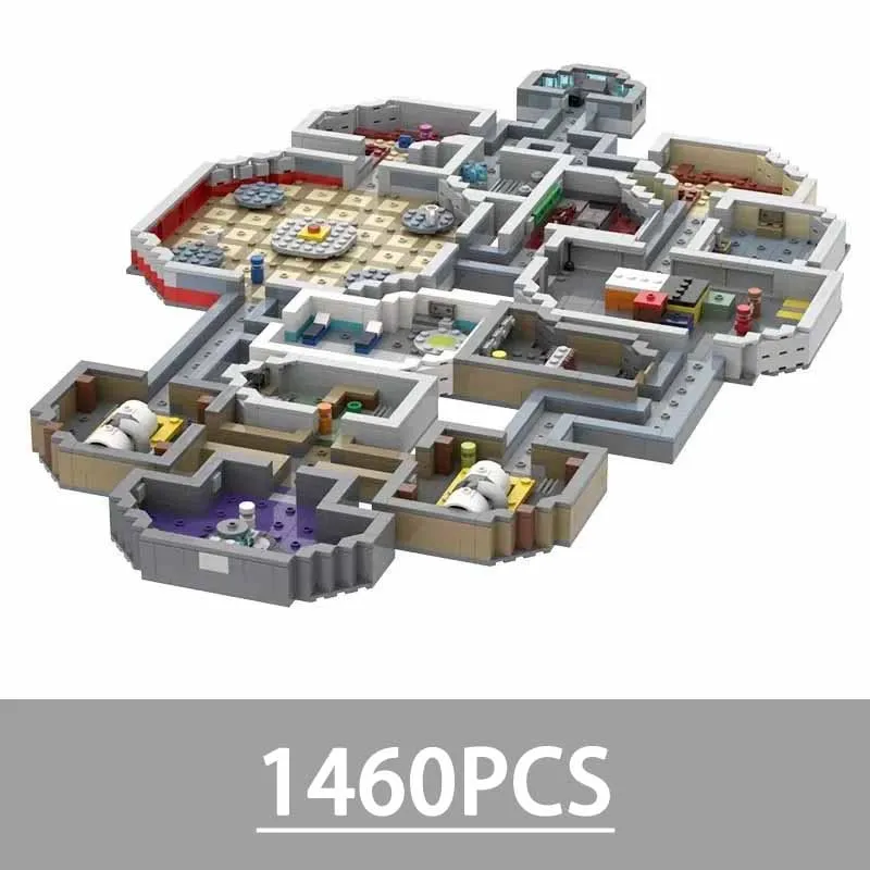 Modelo de escena de nave espacial en miniatura de partículas pequeñas, 1460 Uds., juguete para regalo de cumpleaños y Navidad para adultos y niños, MOC-53670 de bloques de construcción