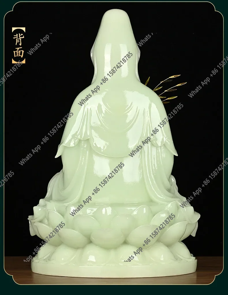 JWhite Jade Guanyin Bodhisattva Buddha Statue Home Ksitigarbha King Shakyamuni Saha Western Three Saints Offering Ornaments