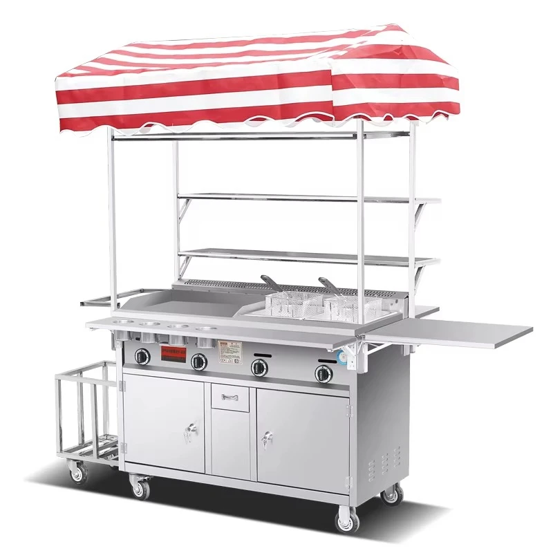 

Convertible trolley Gas snack mobile trolley Food trailer Mobile booth Grill board Heating cart Outdoor rolling mobile food