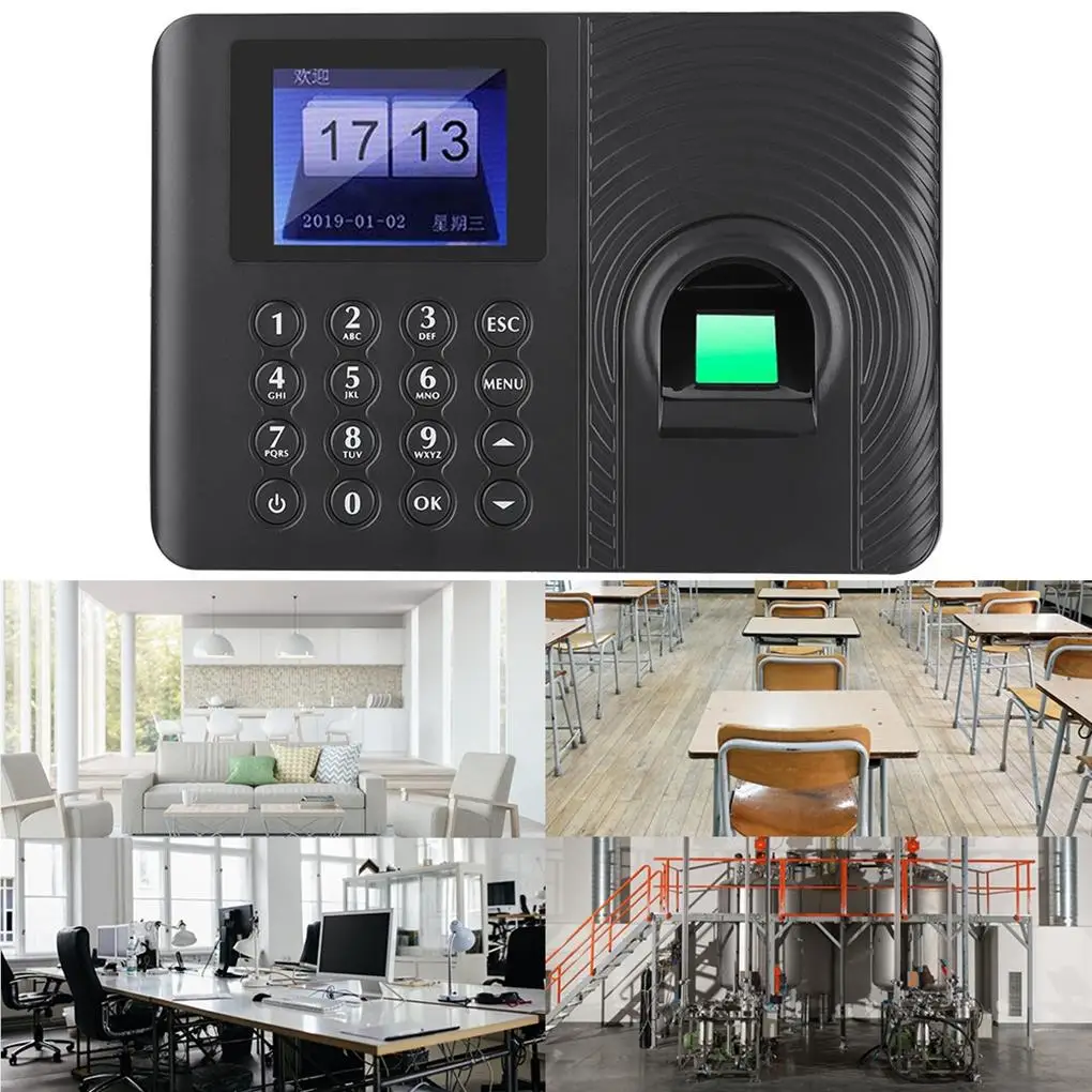 Biometric Fingerprint Time Attendance Recorder Recognition Device Access Control US 110-240V