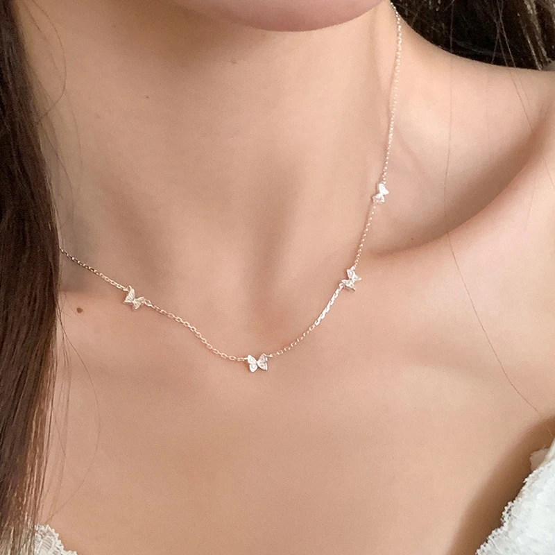 Neue 925 Sterling Silber Schmetterling Halskette Persönlichkeit Charme Tier Form Frau Ohrringe Geburtstag Party Geschenk Exquisite Schmuck