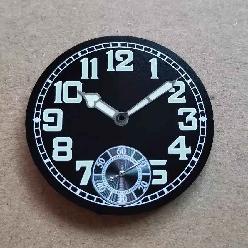 35mm dial, black dial, green numeral, luminous dial ETA6498 dial watch accessories