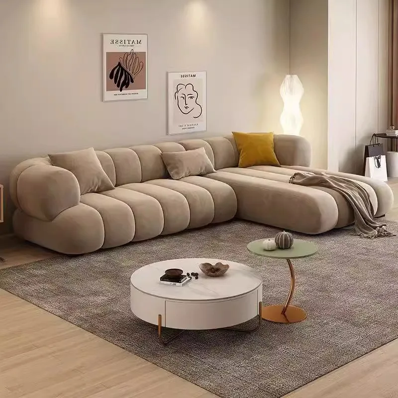 American light luxury cloth sofa straight row retro modern living room new Internet celebrity caterpillar designer