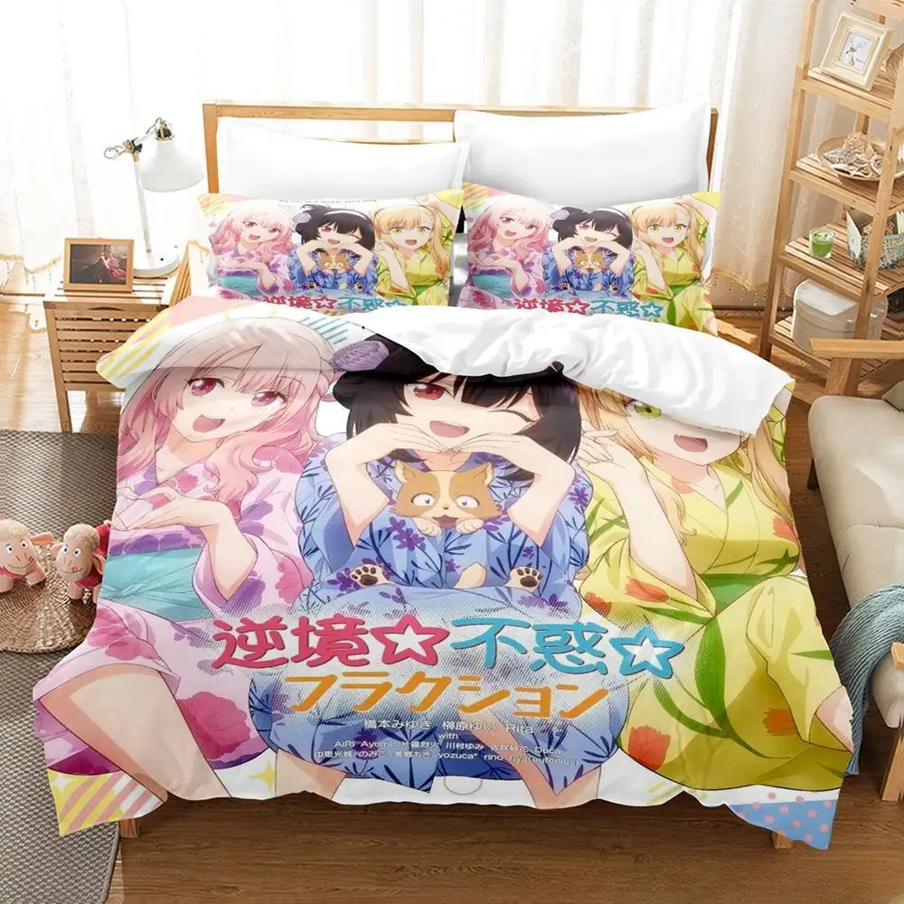 ثلاثية الأبعاد طباعة Kawaii أنيمي حياتي مثل Inukai-san الكلب طقم سرير الكرتون أنيمي ثلاث قطع مجموعة الكبار طفل غرفة نوم حاف مجموعة غطاء