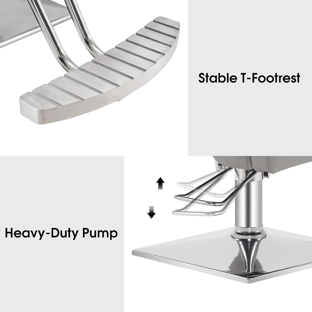 كرسي الحلاق الهيدروليكي الكلاسيكي كرسي صالون سبا تصفيف الشعر معدات التجميل 3021 (رمادي) #6
