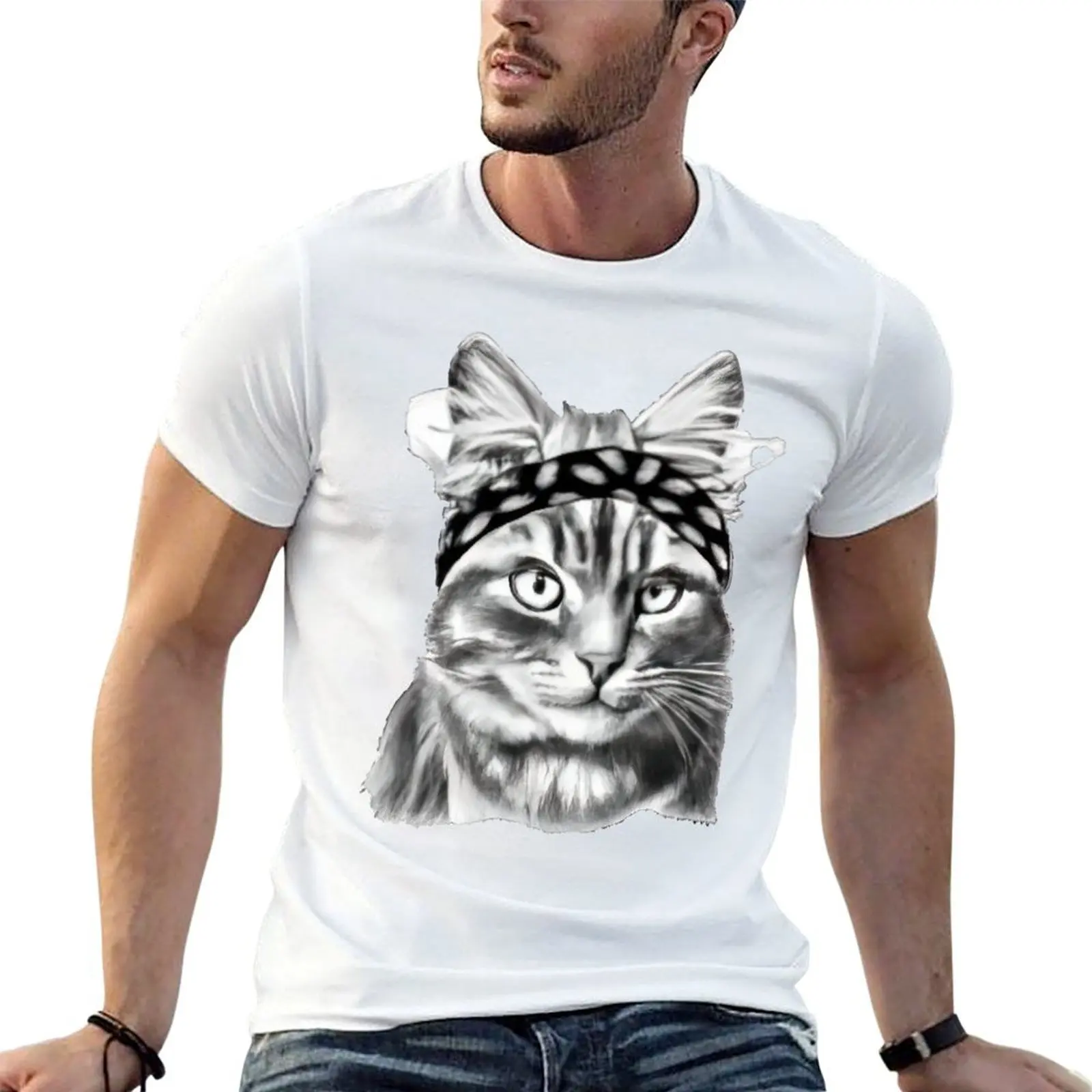 

Sports Cat Wearing a Headband T-Shirt t shirt man casual funny t shirts dark humor T-Shirt