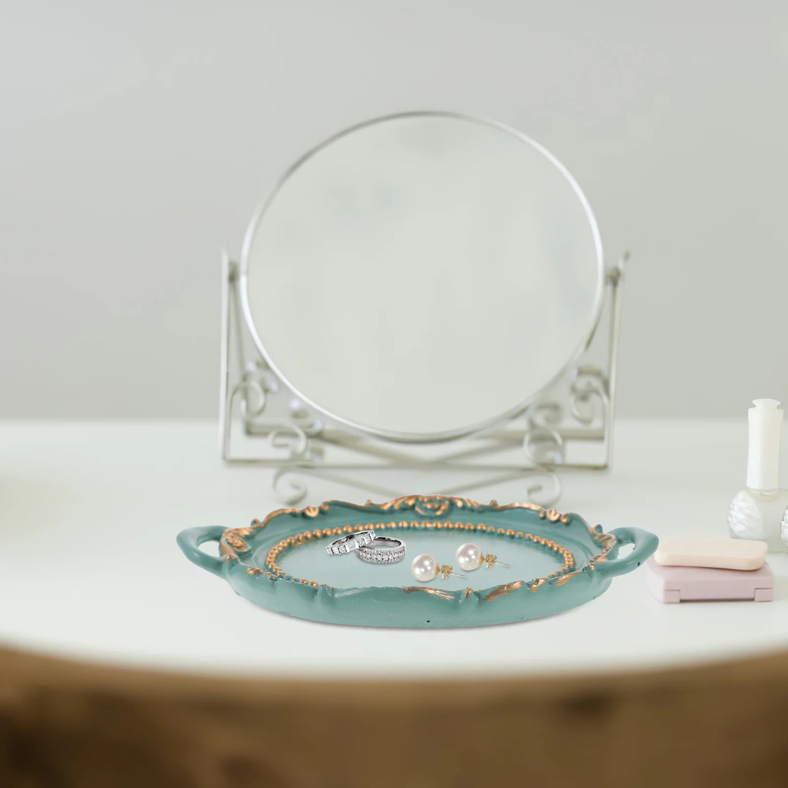 صينية عرض المجوهرات العتيقة، ترصيع الأذن الصغيرة، منظم الخاتم، حامل المجوهرات المزخرف، صينية تخزين للخواتم والأساور والحلي #4
