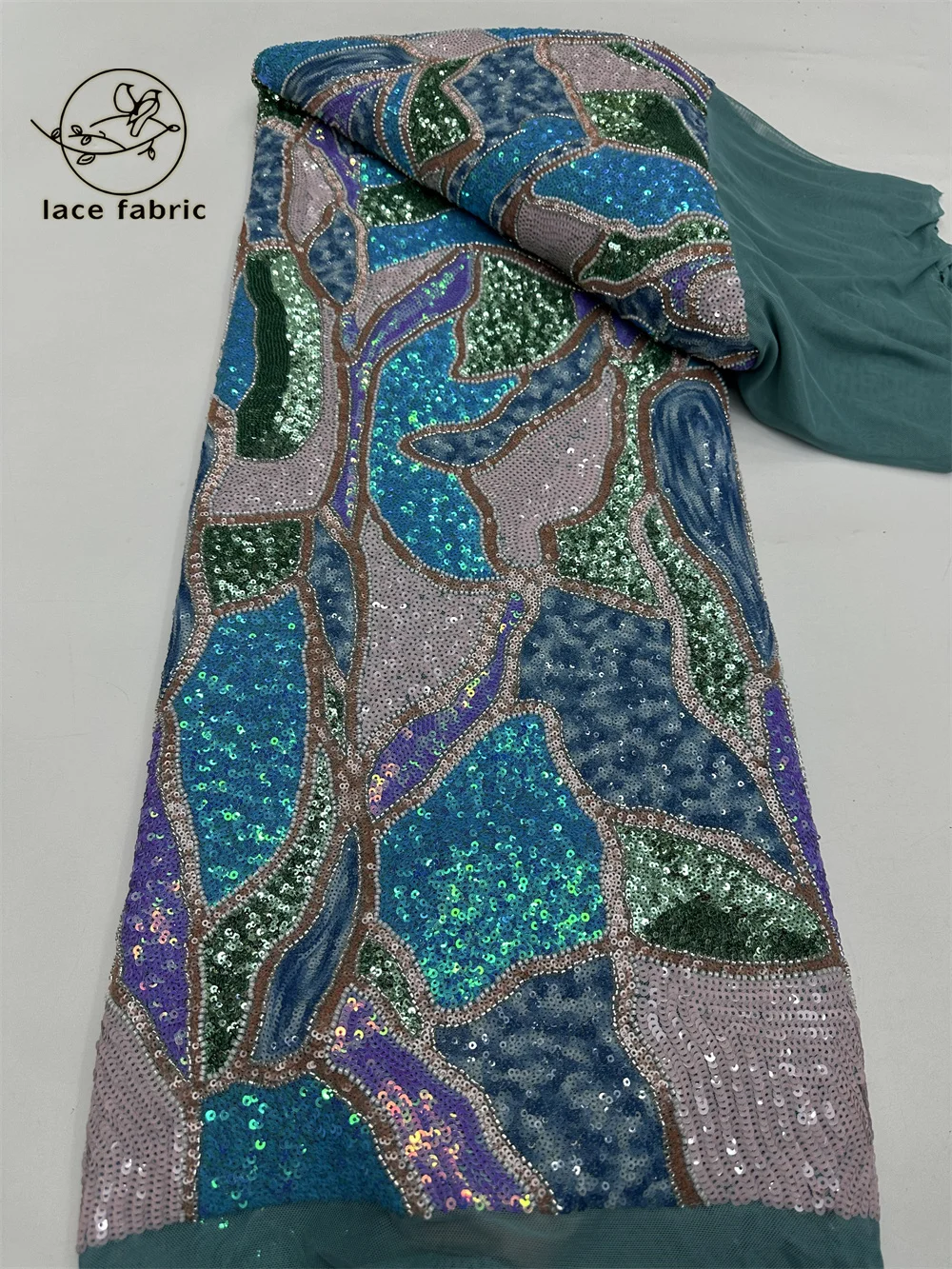 African French Beaded Elastic Net Lace Fabric 2026 High Quality Lace Embroidered Nigerian Sequins Lace 5 Yards For Party Dress