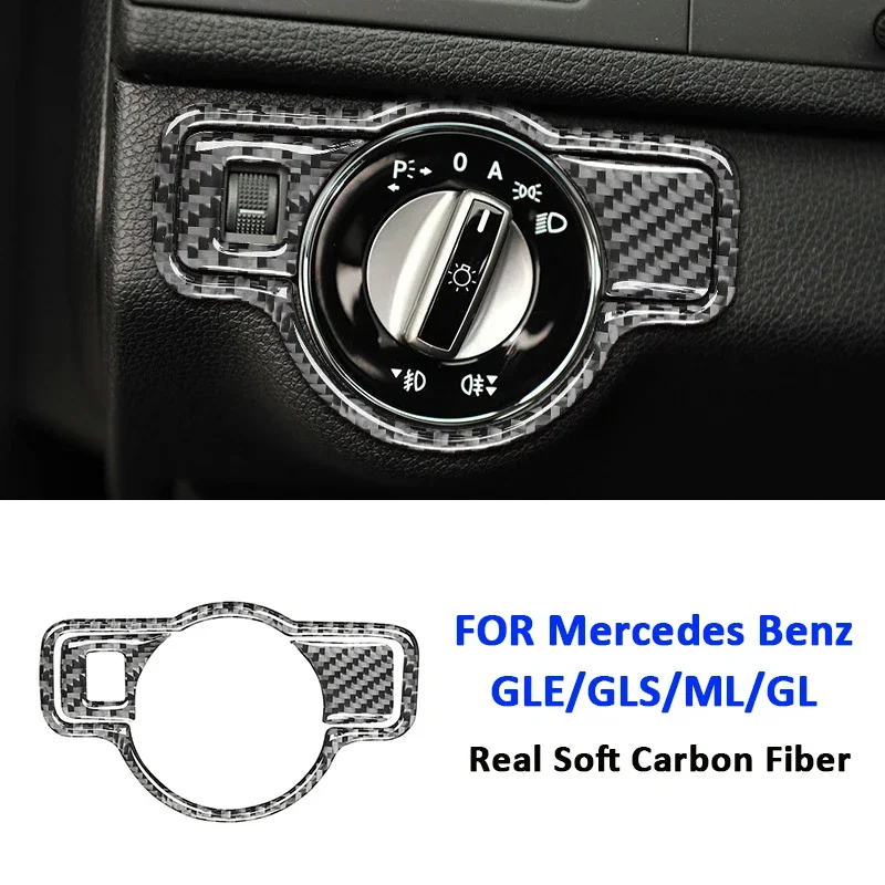 

Carbon Fiber Car Headlight Control Switch Adjusting Knob Panel Trim Frame Decoration Sticker For Mercedes Benz GLE GLS ML GL