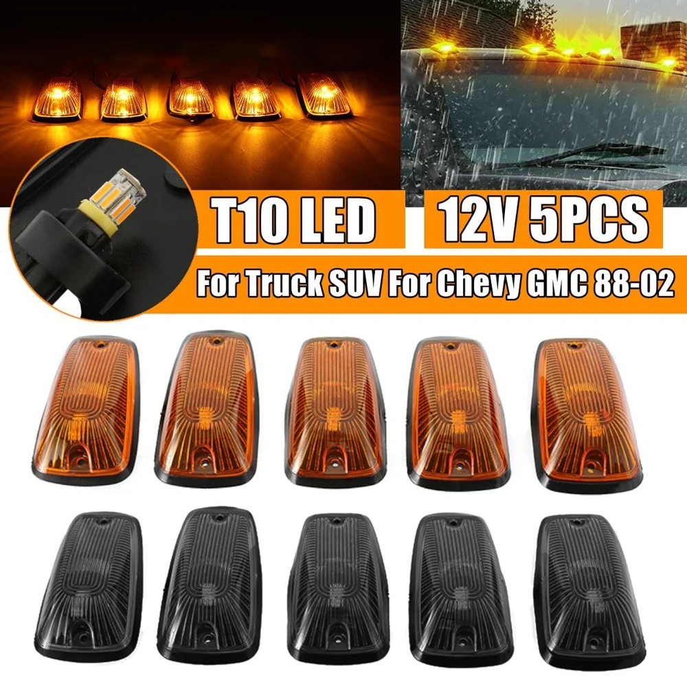 

Universal 5Pcs Cab Roof LED Lights Amber DRL Driving Running Top Clearance Indicator Lamp for Pickup Trucks Car SUV Off Road