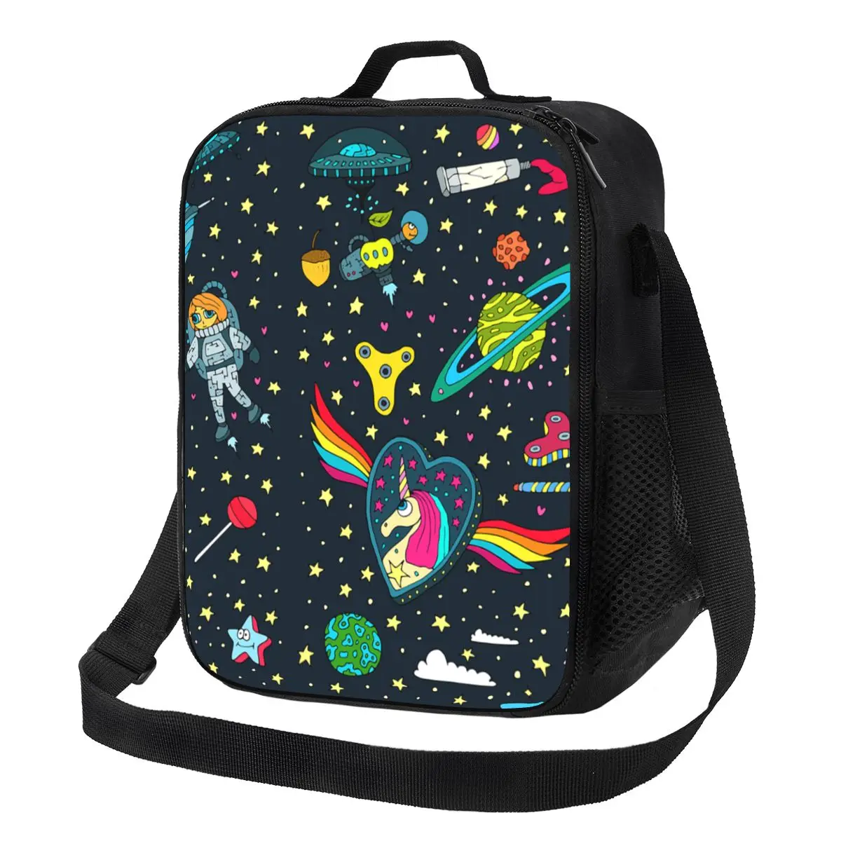 Space Spaceship Astronaut Insulated Lunch Bag for Women Universe Planet Rocket Thermal Cooler Lunch Tote Office Picnic Travel