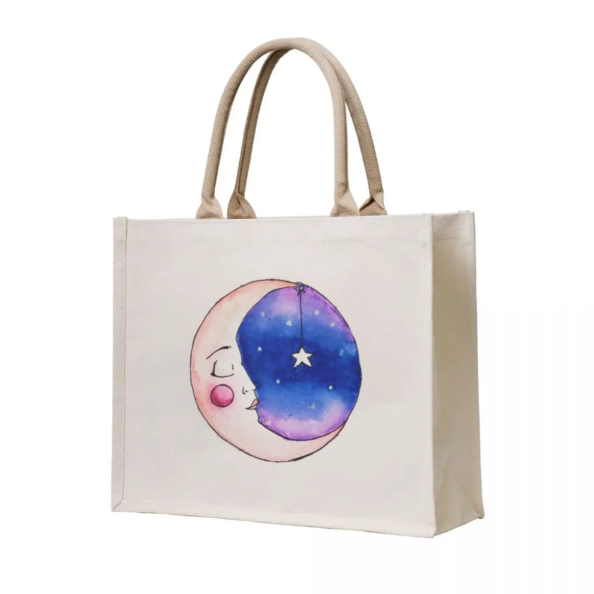 

Sleeping Moon with Hanging Star Tote Bag Large bags for women tote bags men hand bags Lady bag