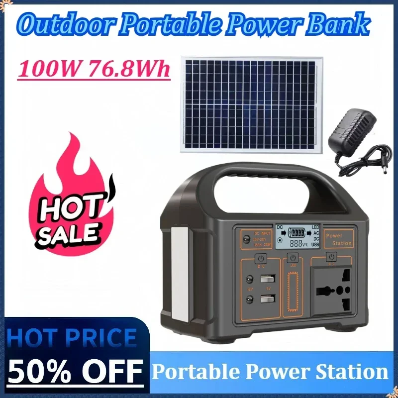 

100W 110V/220V 76.8Wh 24000mAh Portable Power Station Solar Generator Outdoor Emergency Mobile Power Bank for Camping Power LED
