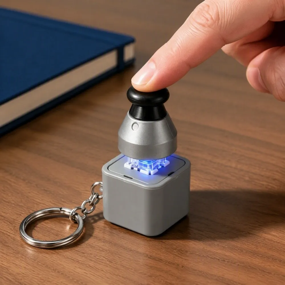 Fidget Light Up Pressure Cooker Voice Keychain Bag Pendant 7cm Voice Keychain Keyboard Clicker Button Sound Pendant Office Desk